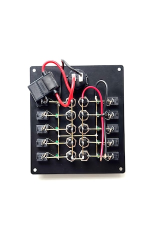 Goldsea Switch Küçük Ebatlı 10 Anahtarlı Voltmetre Soketli 12 - 24 V Sigorta Paneli