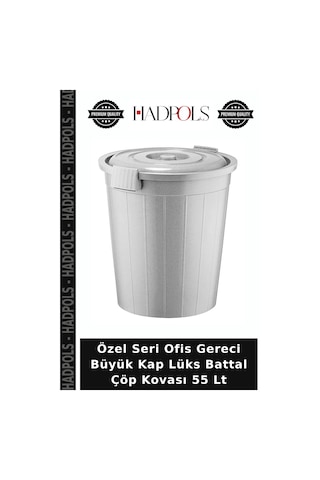 Özel Seri Ofis Gereci Büyük Kap Lüks Battal Çöp Kovası 55 Lt