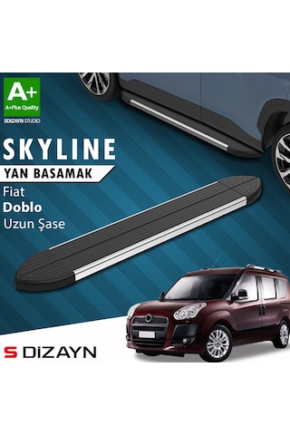 S-dizayn Fiat Doblo 2 Uzun Şase Skyline Krom Yan Basamak 223 Cm 2010-2023 A+ Kalite