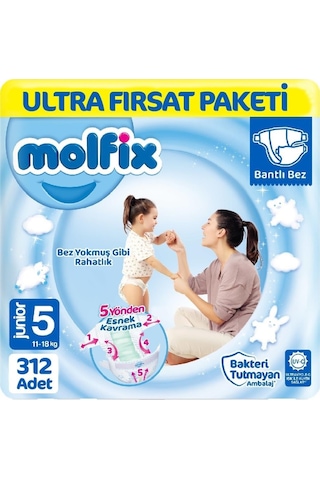 Molfix Bebek Bezi 5 Beden Ultra Fırsat Paketi 78x4 312 Adet 4'lü