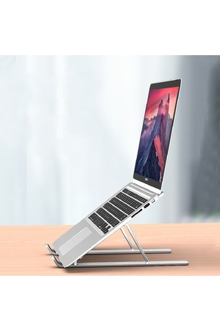 Pazly Bilgisayar Standı - 6 Ayarlanabilir Yükseklikli Dizüstü Bilgisayar Tutucu - Ergonomik Alüminyum Stand