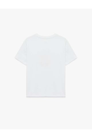 Koton Bisiklet Yaka Fiyonk Ve Kiraz Baskılı Beyaz Kadın T-shirt 6sak50036ek Beyaz