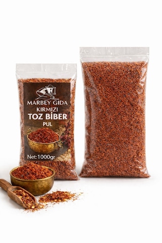 1000 Gr Kırmızı Acı Pul Toz Biber Marbey Gıda