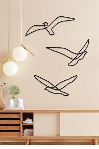 3 Çizgi Martı - Metal Tablo Set