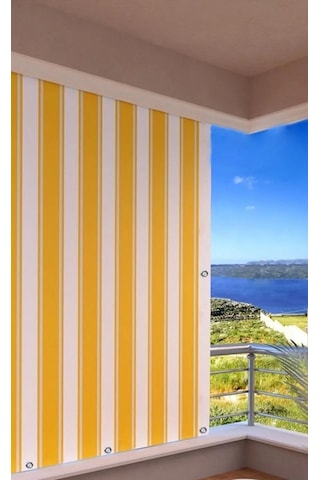 Gencer Home Balkon Perdesi Kuş Gözü Her Ölçü Seçenekli Sarı Beyaz Sarı - Beyaz