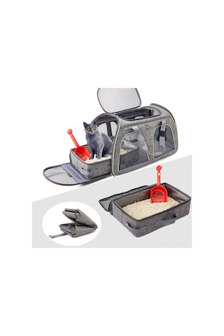 Geekyou Taşınabilir Çok Amaçlı Kedi Kutuğu - İçinde Su Geçirmez Peva Linerli Katlanabilir 24x40cm Dikdörtgen Kedi Tuvaleti