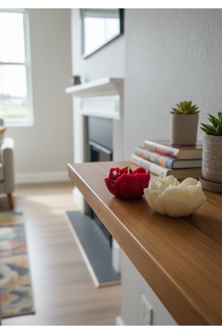 Artepieza İkili El Yapımı Gül Desenli Kalp Soya Wax Mum-gül Kabartmalı Kalp Tasarım-gül Desenli Kalp Mum 3 6 Cm Beyaz - Kırmızı