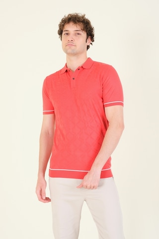 Giyim Dünyası Erkek Desenli Polo Yaka Merserize T-shirt Mercan 001