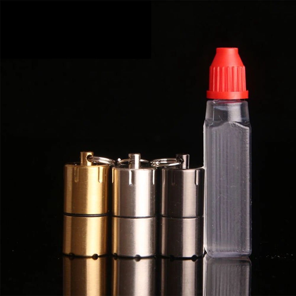 Xindoker Metal Mini Kerosene Çakmak - Dayanıklı Konstruksiyon, Yakıt Saklama, Anahtar Zinciri İlişkilendirilebilir, Gümüş Renk Gümüş