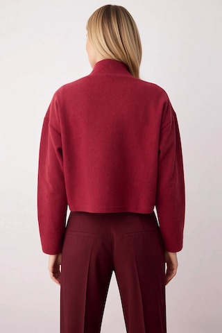 Benerly Kadın Dik Yaka Düşük Kol Fermuarlı Regular Kalıp Örme Sweatshirt Bordo