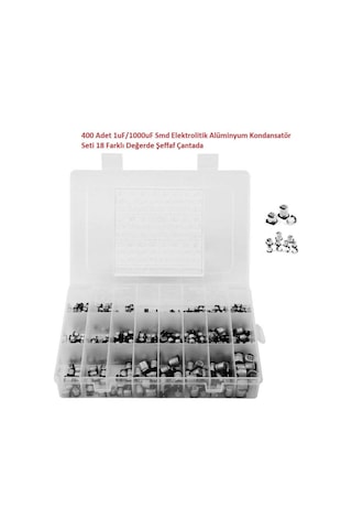400 Adet 1uf/1000uf Smd Elektrolitik Alüminyum Kondansatör Seti 18 Farklı Değerde Şeffaf Çantada