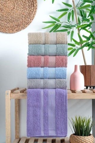 6 Adet Elmas El Yüz Havlusu 50x90 Bej