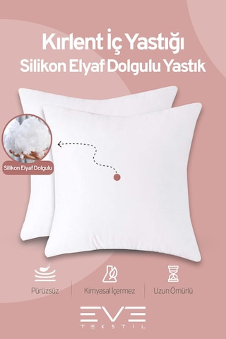 Eve Tekstil 6 Adet Throw Serisi Antialerjik %100 Silikon Elyaf Dolgulu Kırlent Iç Kare Yastık 45x45cm 350gr Beyaz