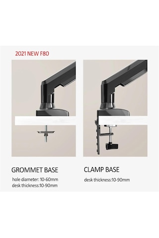 F80 17-30 İnç Masaüstü Led Lcd Monitör Stand Kol Gaz Yayını Tam Hareket 2-9kg Kollar Usb3 Kablosu İsteğe Bağlı Sürüm 1 F80