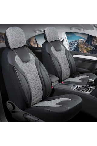 Toyota Auris I 2006-2012 Deri Detaylı Oto Koltuk Kılıfı Ön Arka Set Siyah Füme Siena Seri Şhn