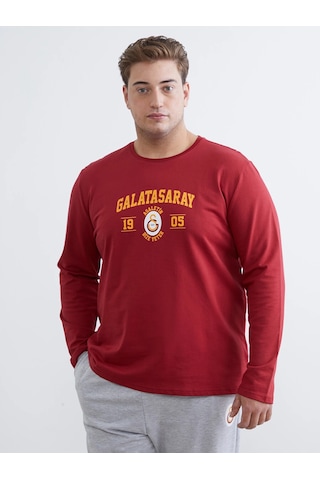 Lc Waıkıkı Kırmızı Büyük Beden Standart Kalıp Galatasaray Baskılı Erkek Pijama Takımı