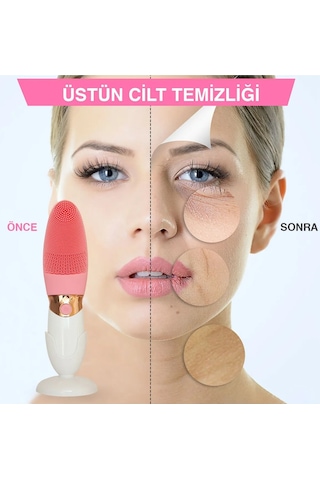 Derin Gözenek Temizliği İçin İnce Kaba Silikon Uçlu Elektrikli Yüz Temizleme Fırçası