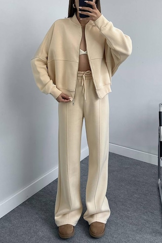 Dip Moda Kadın Pamuklu Kışlık Sweat Pantlon Eşofman Takımı Dpgts018 Bej