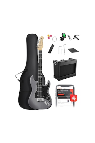 Donner Dst-80 Elektro Gitar, 39 Cm Başlangıç Elektro Gitar Kiti İle Amplifikatör, Klasik Sss Manyetik, Gig Çantası, Tuner, Capo, Askı, Penalar Ve Ücretsiz Çevrimiçi Dersler
