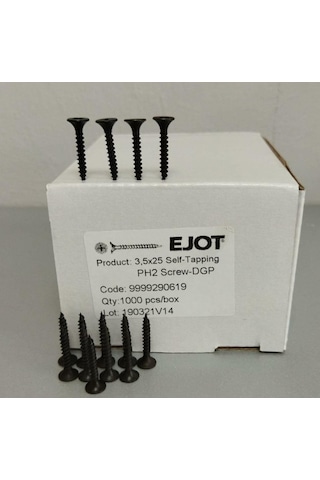 EJOT ALÇIPAN VİDASI SİVRİ UÇLU  3.5x25 1000 AD.(10 KUTU )