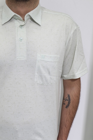 Santa Dmctekstil Erkek Desenli Klasik Kesim Rahat Kalıp Tek Cepli Gömlek Yaka Yakası Düğmeli T-shirt Yeşil