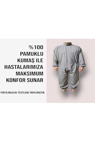 Benlife Uzun Kol Demans Tulumu Hasta Kıyafeti Gri