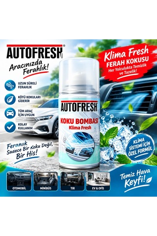 Autofresh Koku Bombası Klima Fresh Klima Temizleyici Kötü Koku Giderici Sprey Amber Esanslı 150 Ml