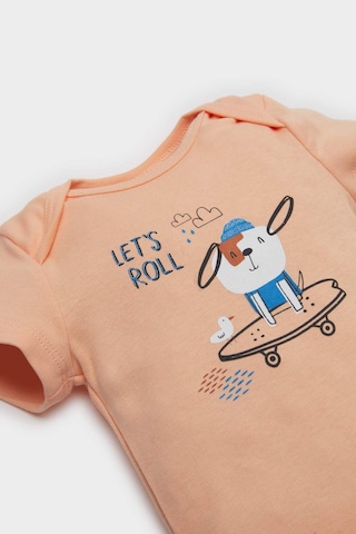 Defacto Erkek Bebek Yenidoğan Bisiklet Yaka Baskılı Ribana Kısa Kollu Çıtçıtlı Body E8230a525smog290 Turuncu