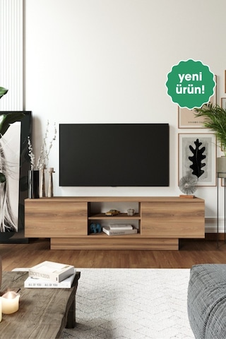 Verona Modern 2 Kapaklı Raflı Tv Ünitesi Tv Sehpası 180 Cm Ceviz