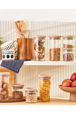 Emsan Arya 8'li Kavanoz/Saklama Kabı Bej