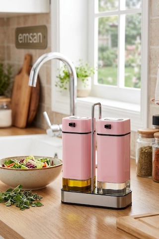 Emsan Plaza Elegance Baby Pink Standlı Yağlık & Sirkelik Seti Çok Renkli