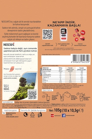Nescafe Ice Toffee Nut Aromalı Çözünebilir Kahve 10,5g 10'lu Paket Hazır