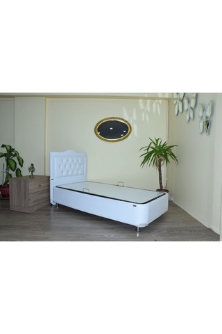 Baza Başlık SUNİDERİ BEYAZ Silinir Kumaş Model Kapitone Metal Fırın Boya 90*190 Yatak El Yapım