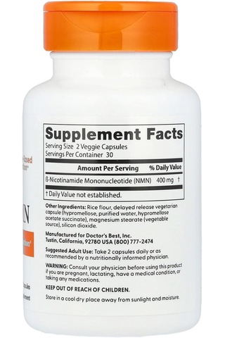 Doctor's Best Nmn Nicotinamide Mononucleotide Nad+ 400 Mg 60 Caps Aromasız