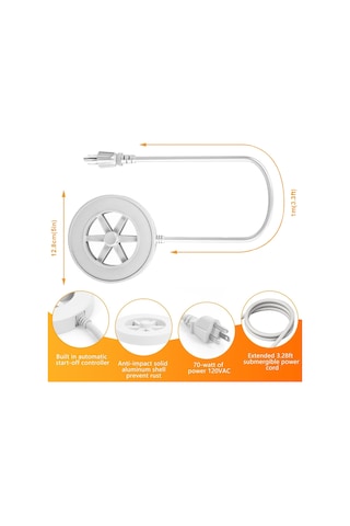 Yaozixa 70w Otomatik Sıcaklık Kontrollü Kuş Banyosu Isıtıcı - Kışın Dondurmayı Engelle, Havuz Ve Su Tankları İçin, 1 Metre Kablolu, Amerika Standardı