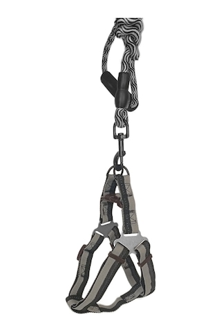 Köpek Göğüs Tasma Seti Dalga Desenli 2.5 Cm 50-72 Cm Siyah-beyaz Beyaz - Siyah