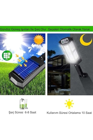 Monozone Led Lamba Sensörlü Su Geçirmez Güneş Enerjili 3 Modlu