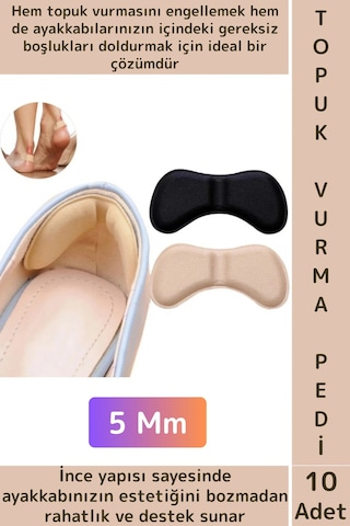 Gündelik Konforlu İnce Yumuşak Ayak Topuk Vurma Önleyici Boşluk Doldurma Daraltma Pedi 5 Mm 10 Adet