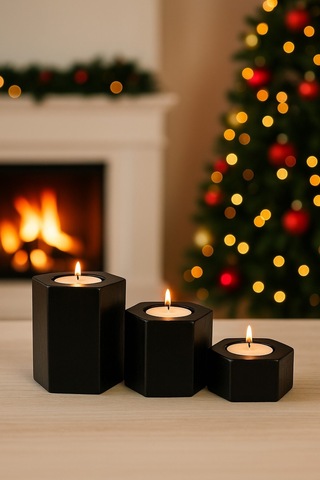 Dekoratif Tealight Mumluk Siyah Tealight