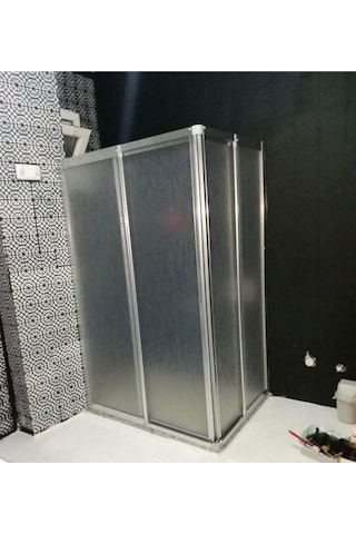 Nokta Duşakabin 120 x 90 Teknesiz Mika Camlı Paslanmaz Alüminyum Profilli Dikdörtgen Duşakabin Şeffaf