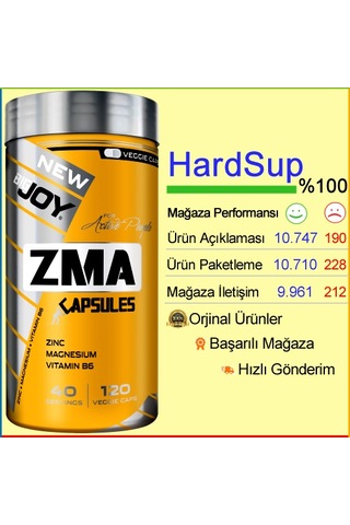 Bigjoy Sports Zma Magnezyum Çinko B6 Vitamin İçeriği 120 Kapsül
