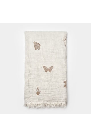 Biorganic Butterfly Feeling Müslin Battaniye 90x90 Cm 64739 Ekru
