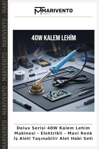 Delux Serisi 40w Kalem Lehim Makinesi - Elektrikli - Mavi Renk İş Aleti Taşınabilir Alet Hobi Seti