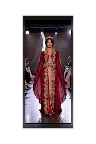 Moda Yöresel Kadın Kemerli Düğün Kaftan Abiye 2li Takım Kırmızı Kırmızı