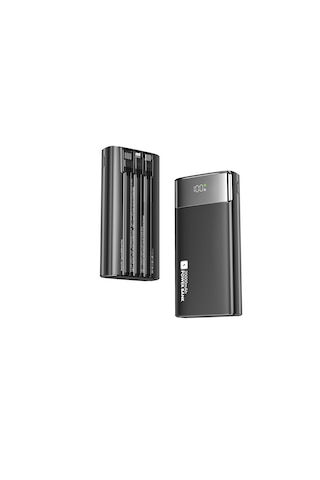 Cepini Cp-02 20.000mah 22.5w Süper Hızlı Şarj Powerbank - Dahili 3'ü 1 Arada Kablolu Ve Dijital Göstergeli Siyah