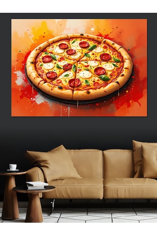 Lezzetli Büyük Pizza Dekoratif Kanvas - Mdf Ahşap Tablo