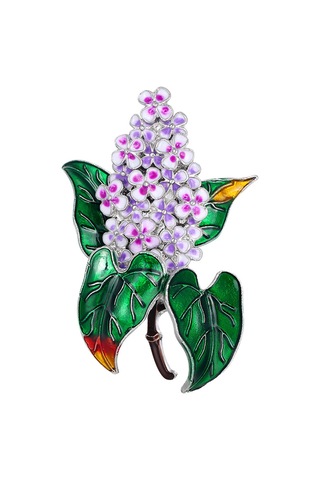 Mor Floral Broş Pimleri Yeşil Yaprak Noel Ve Yeni Yıl Hediyesi İçin Mor Çiçek Broşları