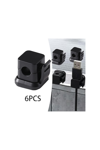 Homyl 6 Adet Manyetik Kablo Klipsi Kordon Organizatör Siyah