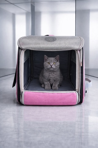 Premium File Panelli Kedi Taşıma Sırt Çantası