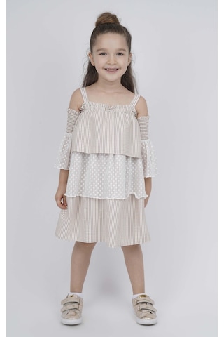 Bestkids Kız Çocuk Çizgili Katlı Elbise 001